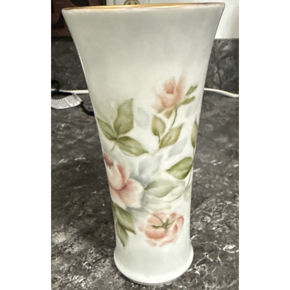 Vtg Alboth‎ KAISER Bavaria Hand Painted Porcelain Katie Flower Vase Gold Trim